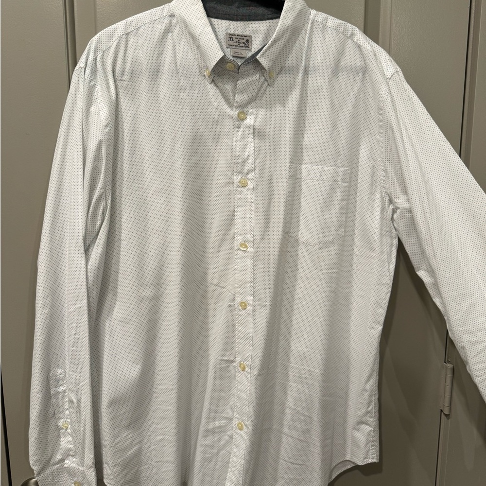 J. Crew white polkadot dress shirt